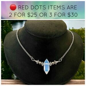 🔴Handmade Double terminated fluorite crystal stone adjustable choker necklace